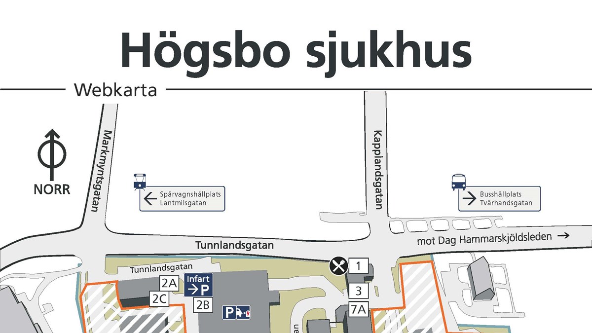 Karta över Högsbo sjukhus