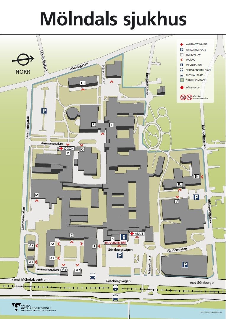 Karta Mölndals sjukhus - Sahlgrenska Universitetssjukhuset