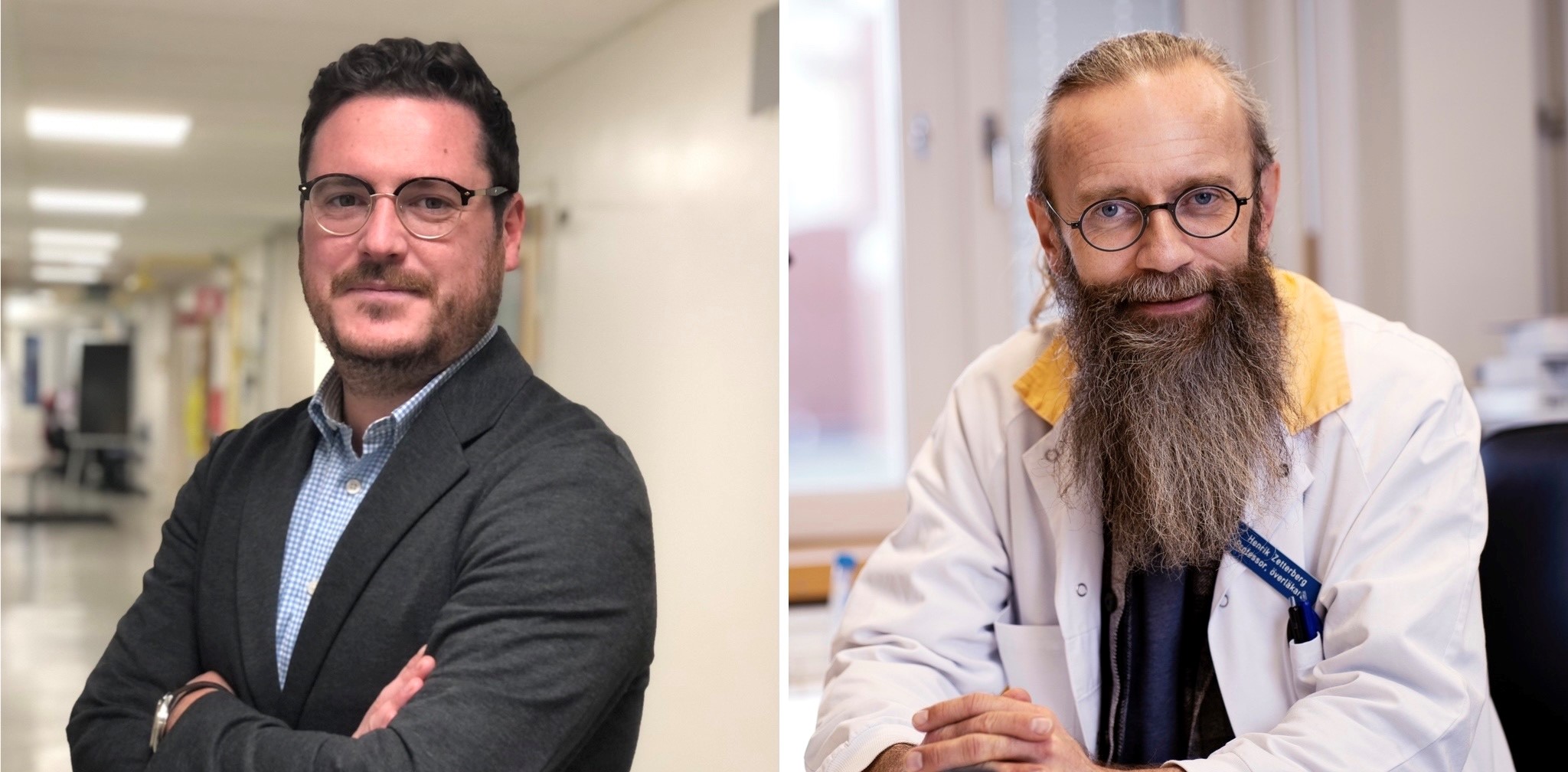 Two men, one in a suit and one in a lab coat.