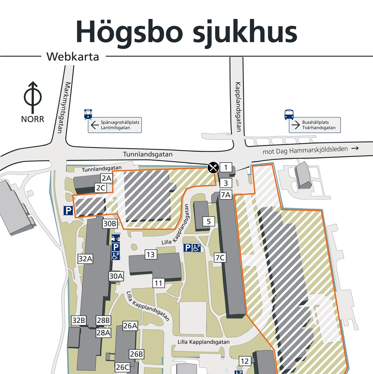 Karta Högsbo sjukhus