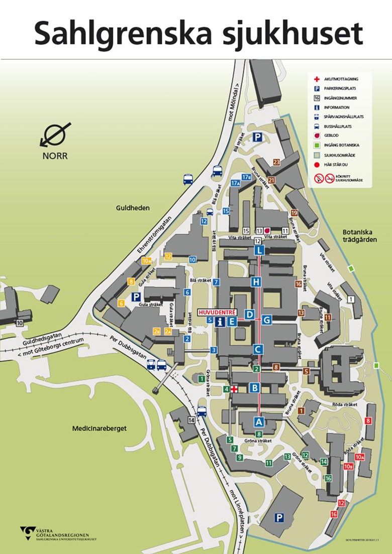 Karta Sahlgrenska sjukhuset - Sahlgrenska Universitetssjukhuset