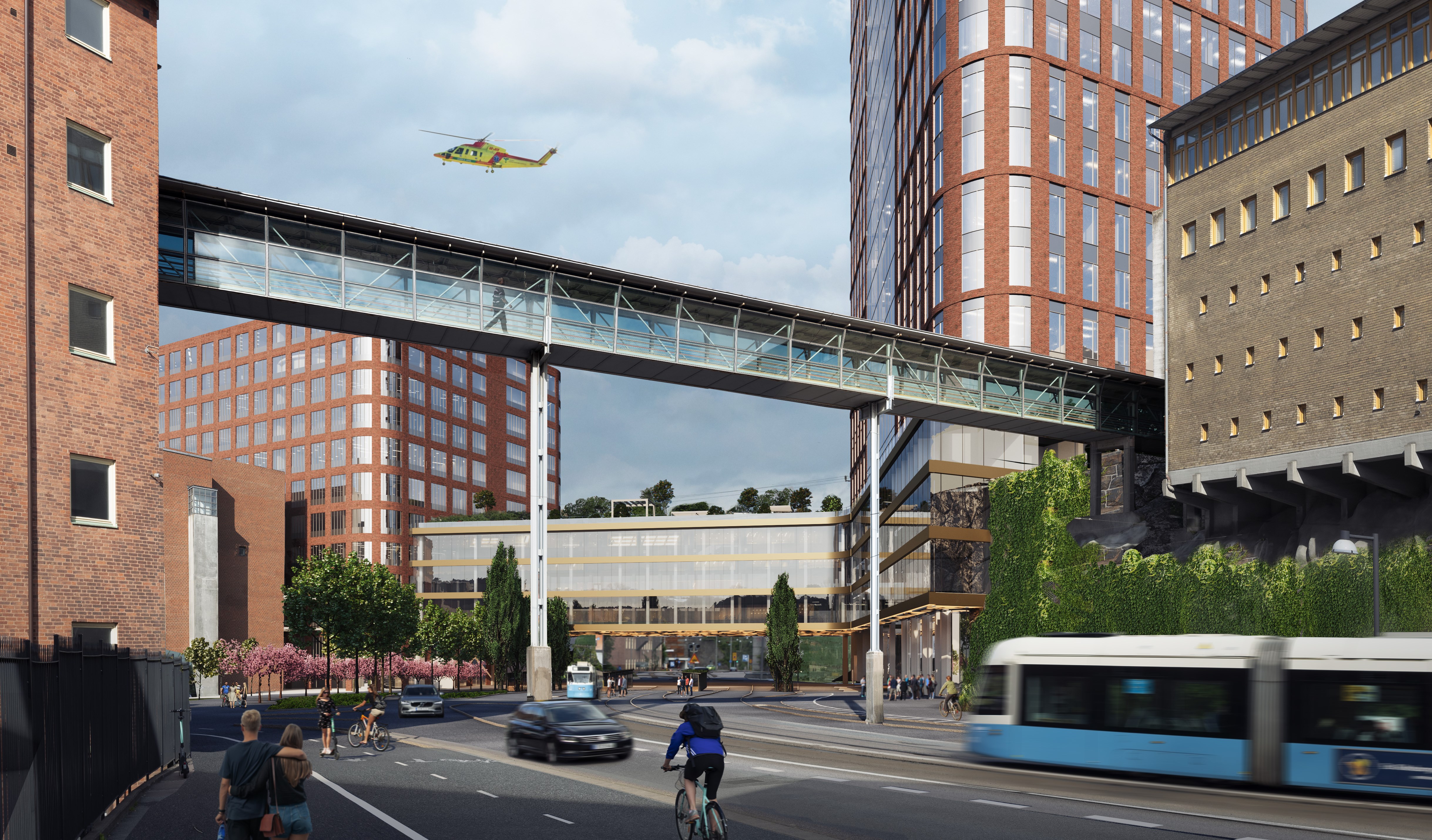 Visionsbild över byggnaderna i Sahlgrenska Life