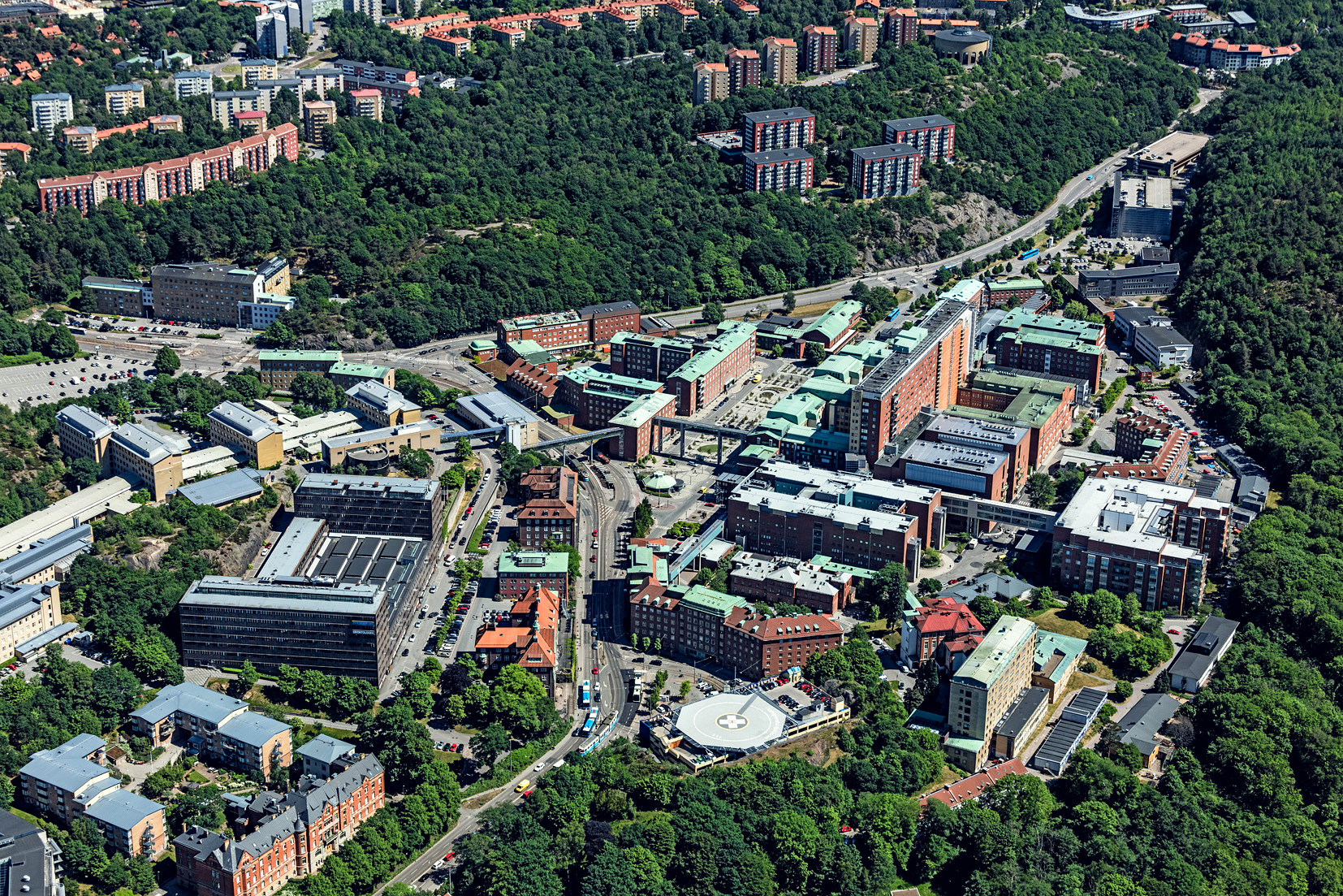 drone aerial photo of Sahlgrenska University Hospital