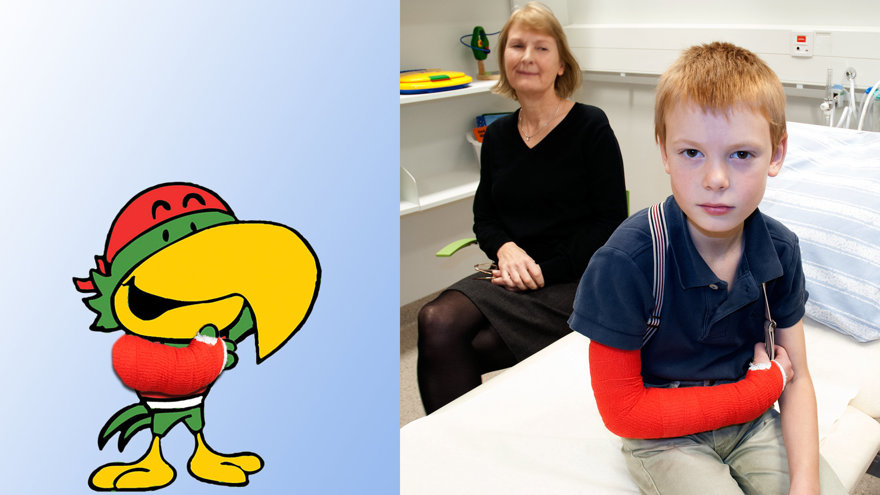 Ett barn med gipsad arm