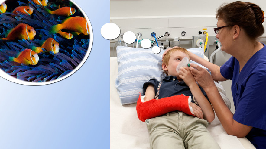 Ett barn tänker på fiskar