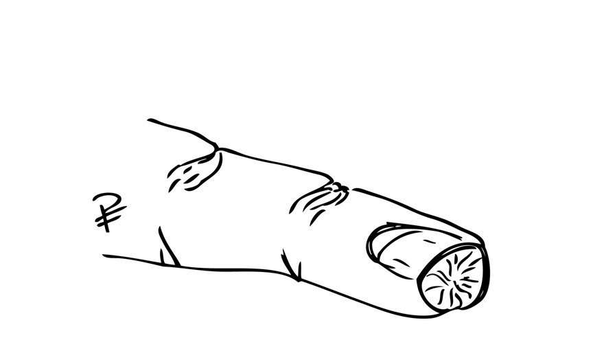 Svart och vit teckning över fingertoppsskada utan blottlagt ben.